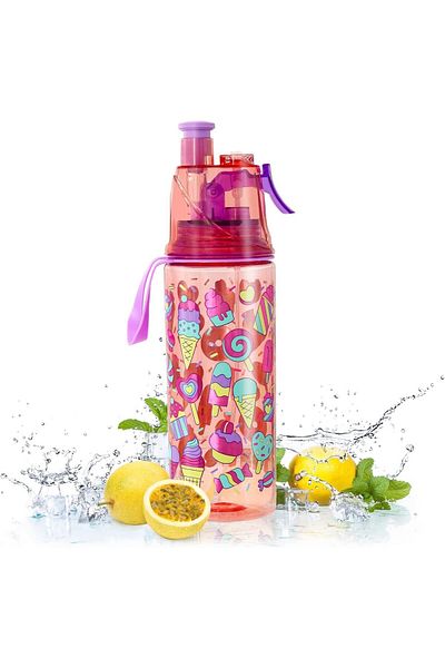 Generic Joyzzz Spray Water Bottles for Kids, 500ML Kids Drinking Water Bottles with Spray & Sip Functions f