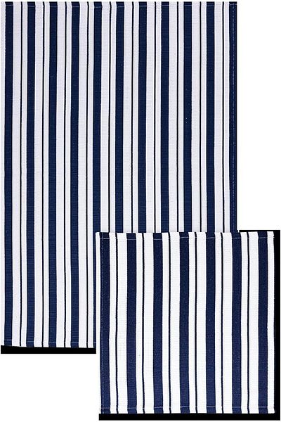Generic MUkitchen Basket Weave Dish Cloths, 12-inch Square, Set of 2, Ink Blue, for Home, Kitchen Use