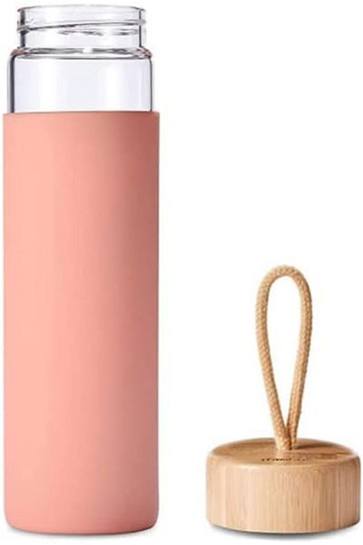 Generic Arabest Glass Water Bottle - 18 Oz Borosilicate Glass Water Bottle with Bamboo Lid and BPA Free Non