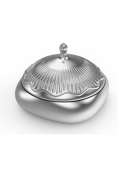 Generic Hadir Serving Tray with Lid from Al Saif, Color: Chrome