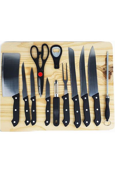 Generic Wincera Full Knives Set For Kitchen, 13 Pieces, Multi Color, Stainless Steel Material