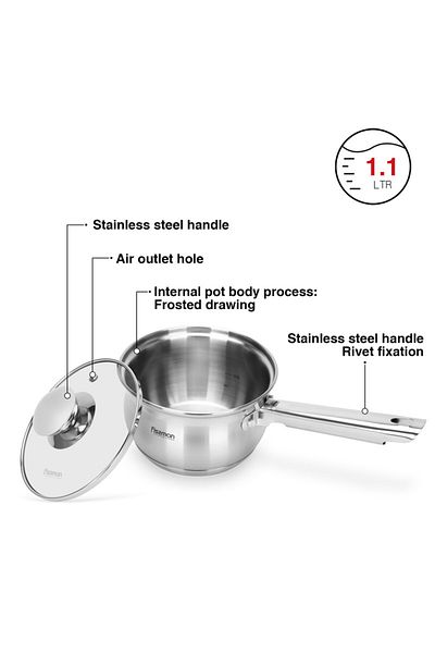 Fissman Saucepan Felina 14cm/1.1LTR With Lid Stainless Steel