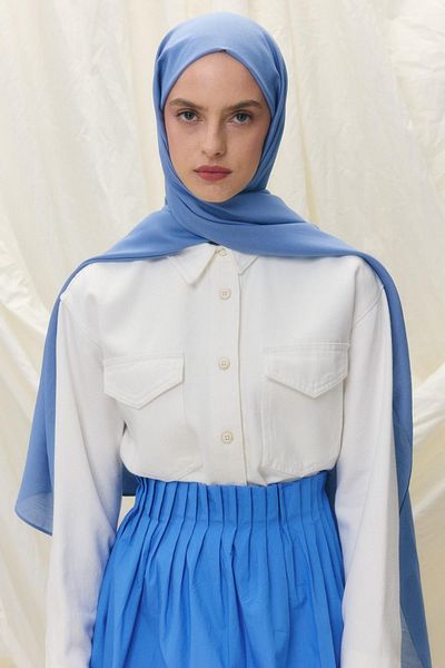 Fenza Paris Silk Steel Blue Color Cotton Shawl