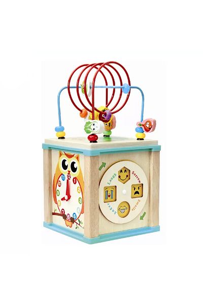 OEM Montessori wooden activity cube for children 5 in 1