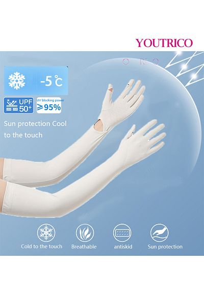Youtrico Sun Protection Gloves Summer Cycling Fingerless Gloves For Driving Spf50 High Protection