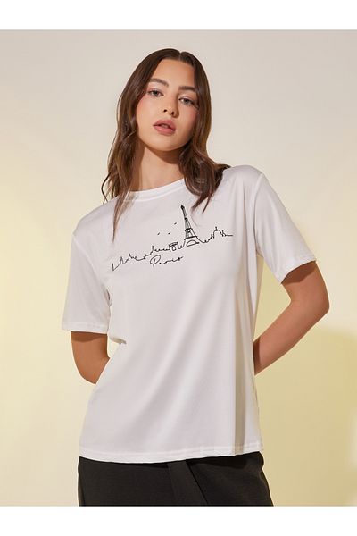 Styli Graphic Print Round Neck Regular Fit T-Shirt