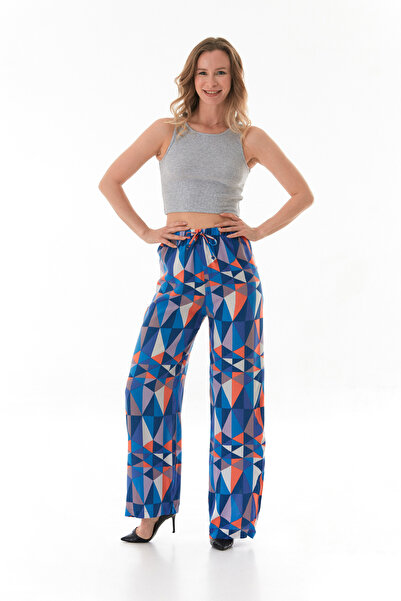 Fulla Moda Pantaloni Palazzo cu model triunghi și talie elastică