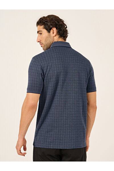 Fort Collins By Styli Men Blue Checked Pocket Detail Polo T-Shirt