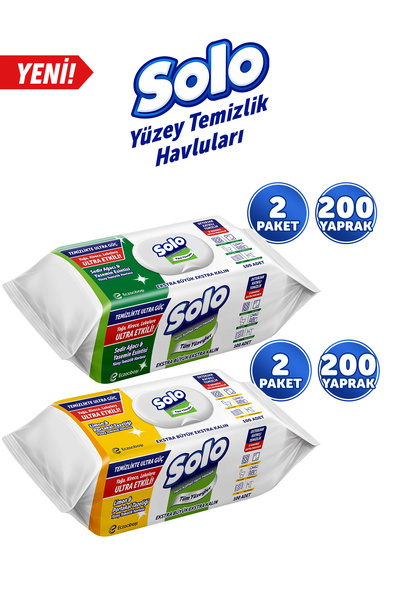 Solo Yüzey Temizleme Mendili Ultra Güç Serisi 4Lü ( 400 Yaprak)