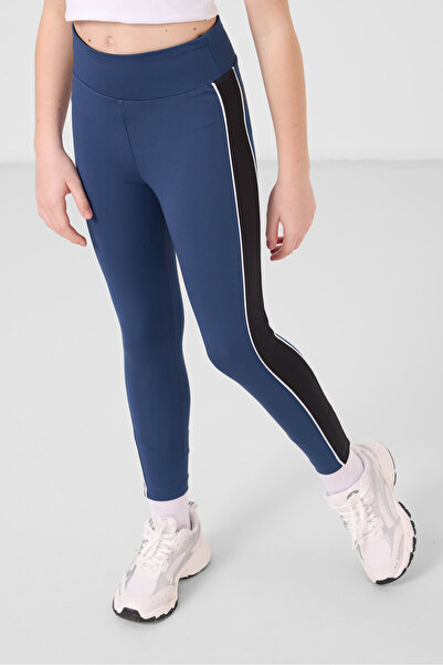 TOMMY LIFE Black-Parliament O Neck Side Stripe Detailed Standard Fit Performance Girl's Tights Suit - 75191