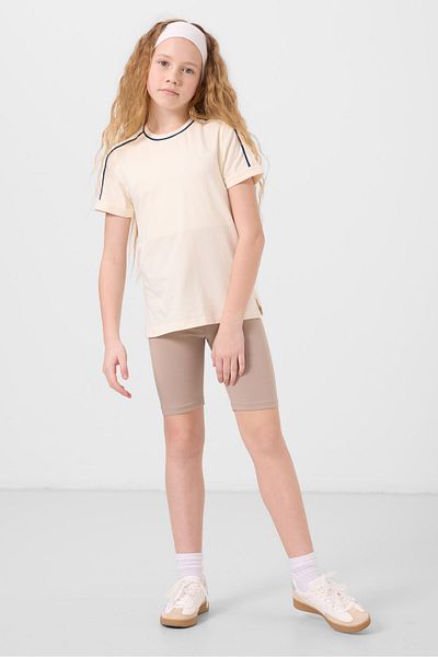 TOMMY LIFE Ecru Cotton O Neck Standard Fit Basic Girl's T-Shirt - 75177