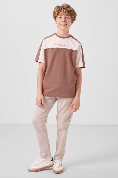 TOMMY LIFE Тениска за момче с бродерия и канела, памучен плат, оверсайз кройка - 11290