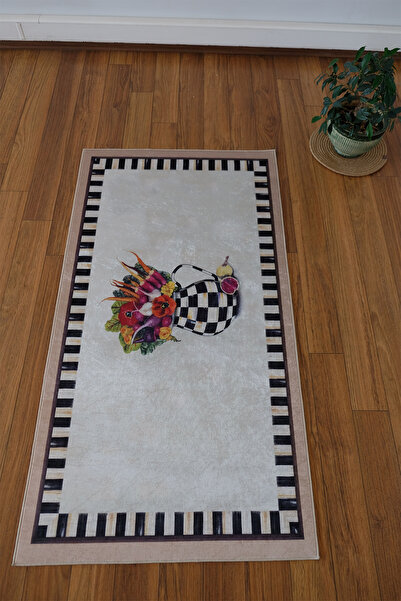 aymira home Dijital Baskı Dört Mevsim Kaymaz Taban Yıkanabilir Mutfak Oda Halısı Yolluk MacKenzie Model