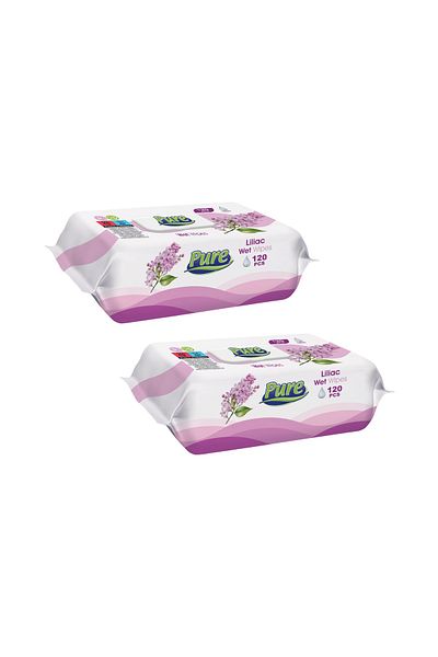 Pure Pure wet wipes set, 2 packs x 120 pcs, Lilac