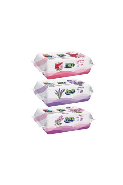 Pure Set servetele umede Pure, 3 pachete x 120 buc