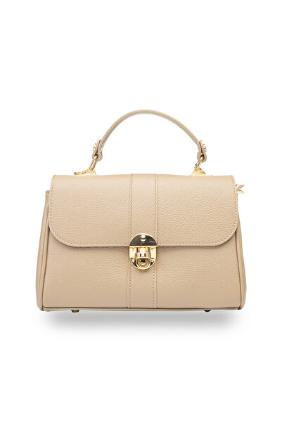 TORO NERO Γυναικεία τσάντα χειρός από φυσικό Δερμάτινο Beatrice σε μπεζ χρώμα