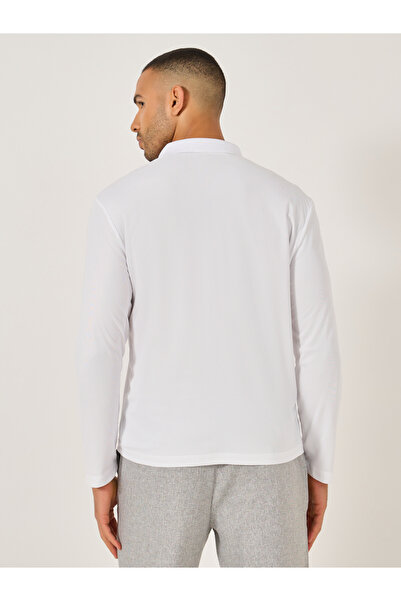 Take Two By Styli Men White Graphic Print Long Sleeve Polo T-Shirt