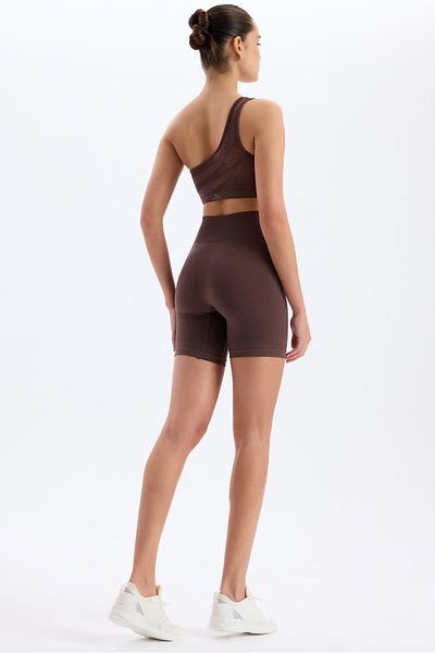 COMEUP Side Knitted Patterned Mesh Pocket Sports Shorts Cocoa Brown
