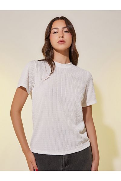 Styli Textured Round Neck Regular Fit T-Shirt