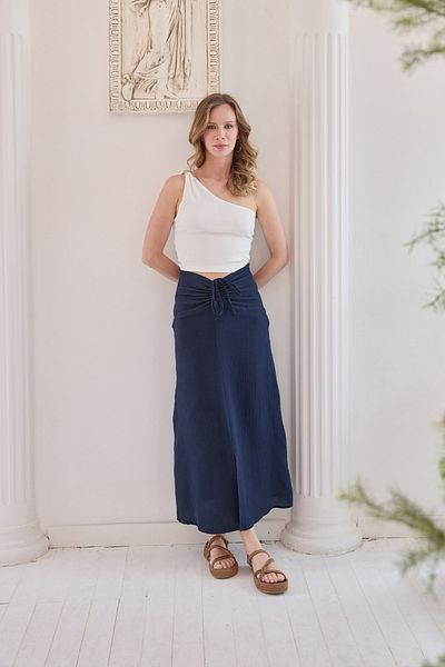 Fulla Moda Gathered Front Slit Zippered Skirt