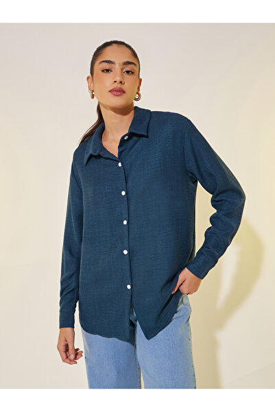 Styli قميص بأكمام طويلة وياقة واسعة ومزخرف