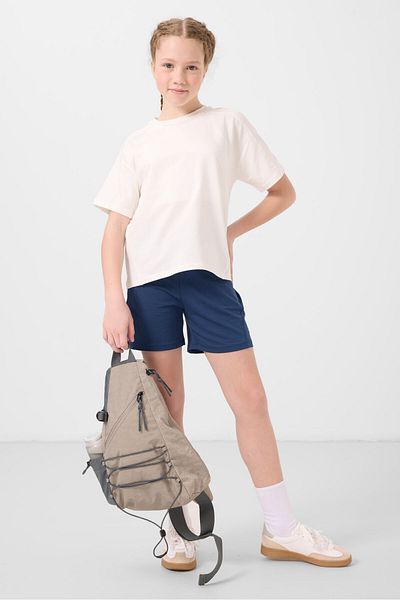 TOMMY LIFE Ecru-Parliament Cotton Soft Textured Standard Fit Basic Girl Shorts Set - 75184