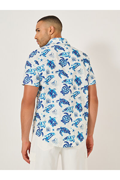 Take Two By Styli Men Sea Turtle Print Short Sleeve Regular Fit Shirt