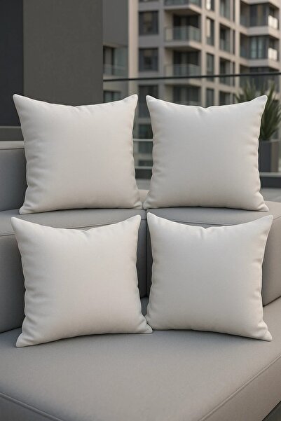 SAYMİNE غطاء وسادة من الكتان مكون من 4 قطع بلون كريمي مناسب للثقب