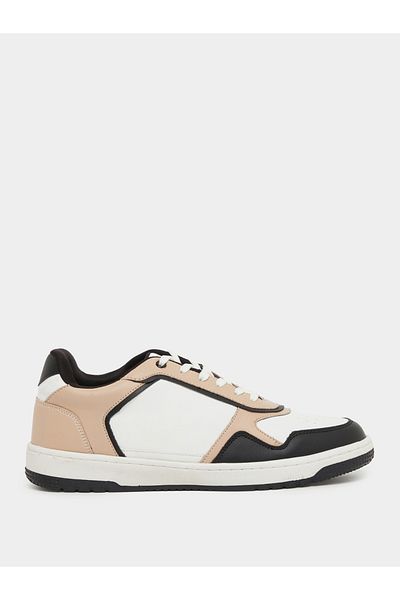 Styli Color Block Low Top Lace-Up Court Sneakers