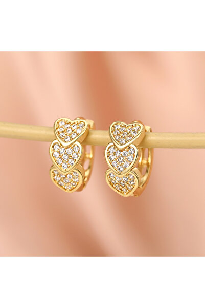 Choice أقراط هويتان الذهبية على شكل قلب مرصعة بالكامل بالزركونيوم المبهر E242...