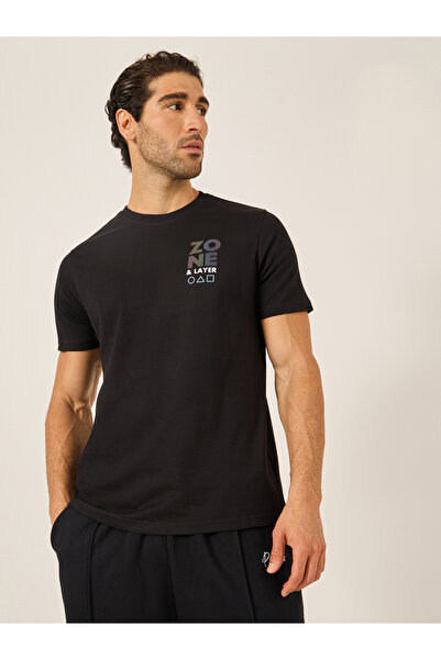 Fort Collins By Styli Men Black Graphic Print Crew Neck T-Shirt