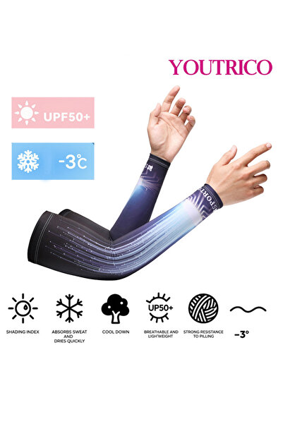 Youtrico قفازات جليدية مانعة للأشعة فوق البنفسجية وأغطية للذراعين للقيادة/ركو...