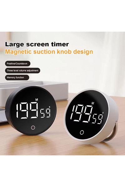 VODOOL Black Magnetic Led Digital Kitchen Timer Large Led Display Electronic Digital Timer Stopwatch Alarm