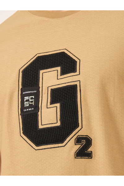 Fort Collins By Styli Men Brown Applique Detail Short Sleeves T-Shirt