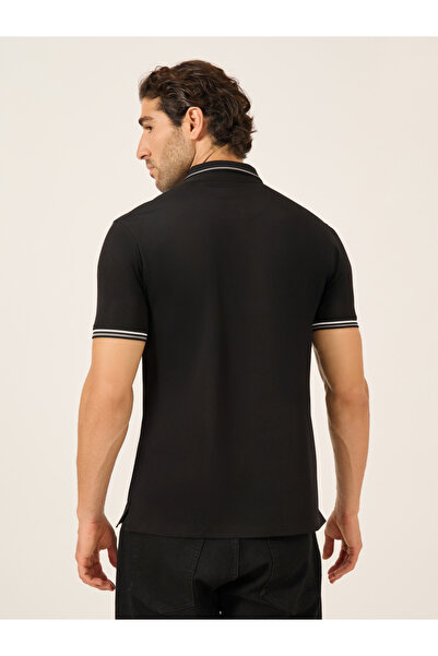 Fort Collins By Styli Men Black Tipped Short Sleeve Polo T-Shirt