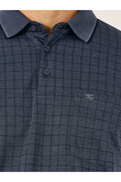 Fort Collins By Styli Men Blue Checked Pocket Detail Polo T-Shirt