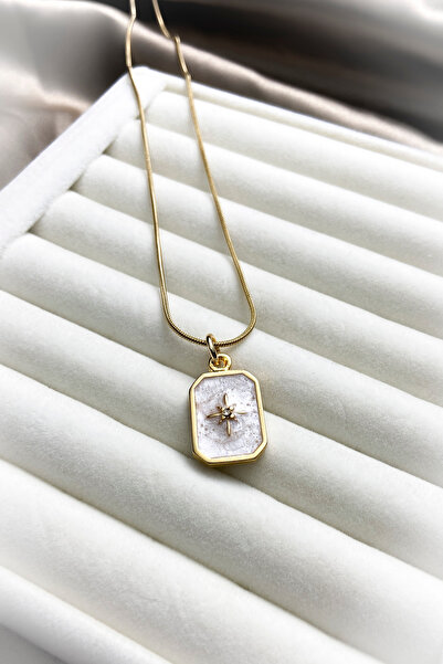 roshel %100 Çelik Kuzey Yıldızı Kolye Mineli Çelik Kolye Kutup Yıldızı Kolye Altın Kaplama