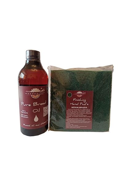woodworker Maintenance Kit for Solid Wood Furniture, Prep’N Shine-Pure Breed Oil & Green Medium Abrasive Hand