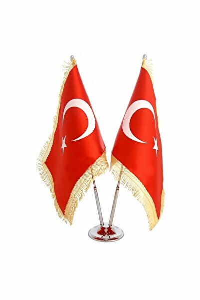 Genel Markalar Krom Ikili (2Lİ) Türk Masa Bayrağı (SİMLİ)