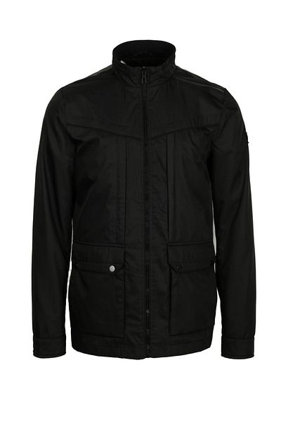 NCS Men's Spring Coat Black Stand Collar Wind and Water Repellent Slim Fit Seasonal Jeans 4502