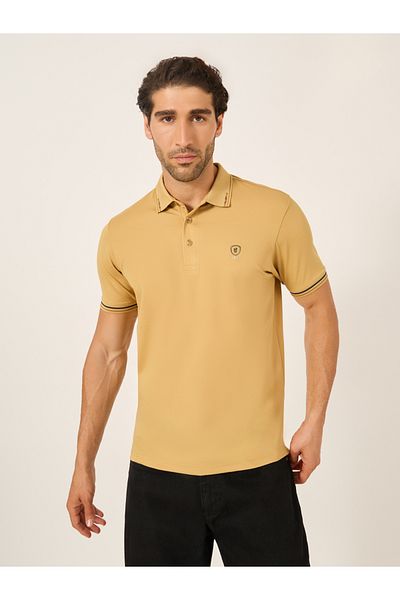 Fort Collins By Styli Men Mustard Tipped Short Sleeve Polo T-Shirt