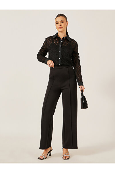 Take Two By Styli Women Self Design Sheer Long Sleeve Shirt