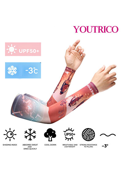 Youtrico قفازات جليدية مانعة للأشعة فوق البنفسجية وأغطية للذراعين للقيادة/ركو...