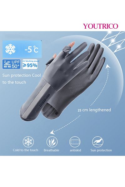 Youtrico Sun Protection Gloves Summer Cycling Fingerless Gloves For Driving Spf50 High Protection