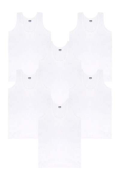 CNT Boys' Ribbed 100% Cotton White Premium Undershirts 6-Pack