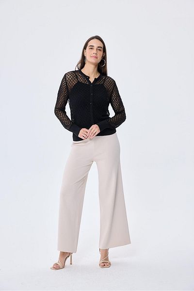 Peraluna Addison Openwork Braided Women's Knitwear Cardigan - Black