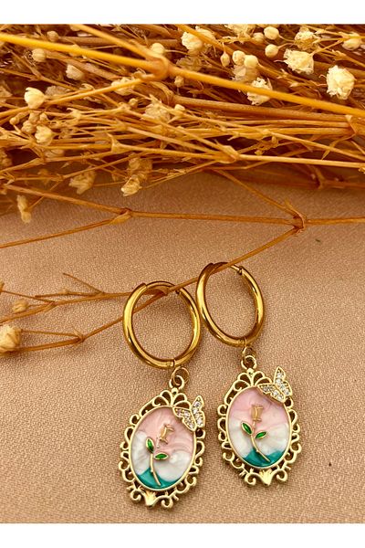 Markiz Takı Steel Color Design Earring Models 2 cm (Figure)