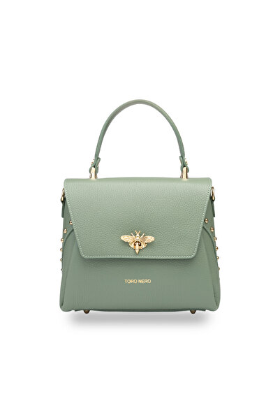 TORO NERO Γυναικεία Τσάντα από φυσικό Δερμάτινο, σε χρώμα φασκόμηλου Olivia