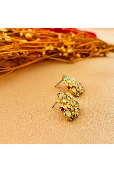 Markiz Takı Green Flower Earrings 2.5 cm