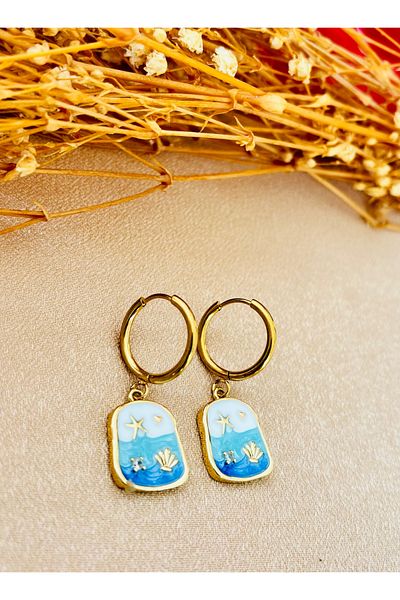 Markiz Takı Steel Color Design Earring Models 2 cm (Figure)